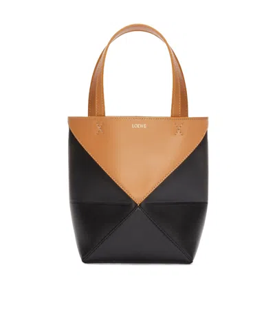 Loewe Mini Desert Tones Geometric Leather Tote In Orange