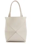 Loewe Puzzle Fold Mini Leather Tote Bag In White
