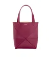 Loewe Mini Leather Puzzle Fold Tote Bag In Red
