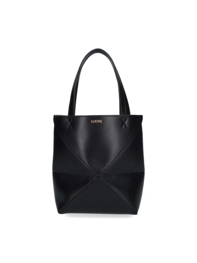 Loewe "puzzle Fold" Mini Tote Bag In Black