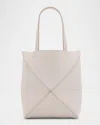 Loewe Puzzle Fold Mini Tote Bag In Calf Leather In White