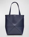 Loewe Puzzle Fold Mini Tote Bag In Shiny Leather In Abyss Blue