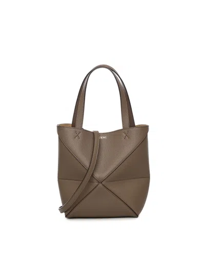 Loewe Puzzle Fold Mini Tote Bag In Sand