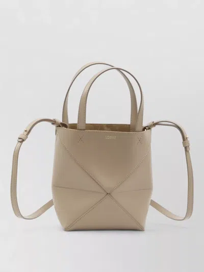 Loewe Puzzle Fold Mini Tote Bag Shoulder Strap In Brown
