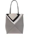 Loewe Puzzle Fold Square Medium Leather Tote In Gray