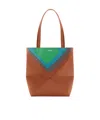 Loewe Puzzle Fold Convertible Medium Leather Tote In Multi