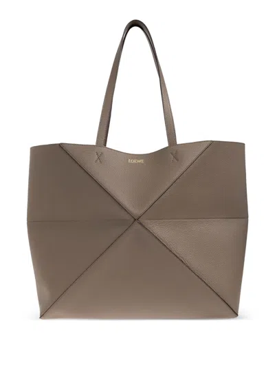 Loewe Large Puzzle Fold Tote Bag In Gray