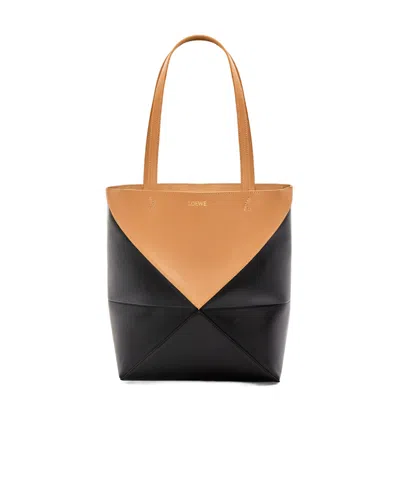 Loewe Mini Desert Tones Geometric Leather Tote In Orange