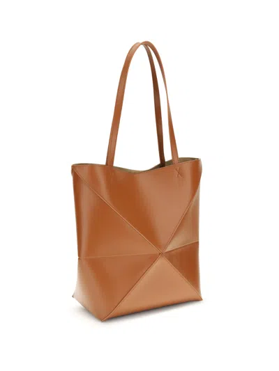 Loewe Puzzle Fold Tote Bag In Brown
