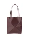 Loewe Puzzle Fold Convertible Medium Leather Tote In Dark Burgundy