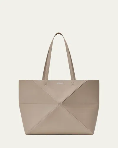 Loewe Puzzle Fold Tote Bag In Leather In Brown