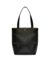 Loewe Puzzle Fold Large Tote Bag In Shiny Leather In Black