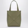 Loewe Puzzle Fold Mini Tote Bag In Shiny Leather In Green
