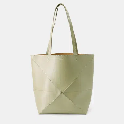 Pre-owned Loewe Puzzle Fold Tote Bag Moss Green Leather