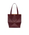 Loewe Puzzle Fold Convertible Medium Leather Tote In Red