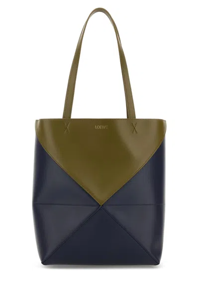Loewe Puzzle Fold Tote Bicolour M-tu Nd  Female In Black