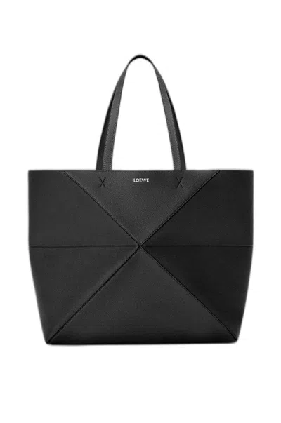 Loewe Large Puzzle Fold Tote Bag In Black