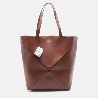 Pre-owned Loewe Puzzle Fold Tote Large Bag Leather Brown