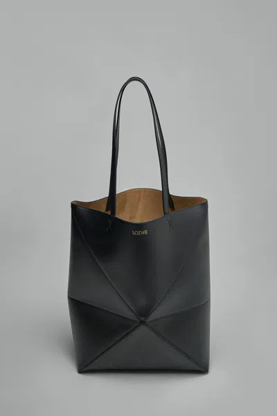 Loewe Puzzle Fold Tote Medium Bag In Black