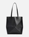 Loewe Puzzle Fold Medium Tote Bag In Shiny Leather In Black