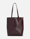 Loewe Puzzle Fold Leather Medium Tote Bag In Red