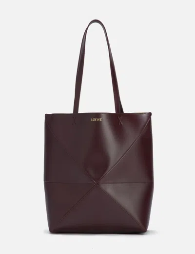 Loewe Puzzle Fold Convertible Medium Leather Tote In Brown