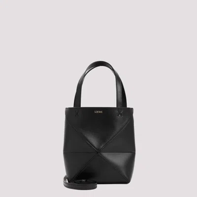 Loewe Puzzle Mini Leather Tote In Black