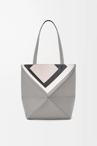 Loewe Medium Puzzle Fold Tote In Nappa Leather Skin For Woman In Gray