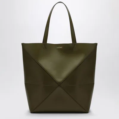 Loewe Puzzle Fold Tote Olive Green Large Bag In Cream