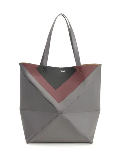 Loewe Puzzle Fold Tote Xl Albers Shoulder Bags Grey
