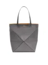 Loewe Puzzle Fold Tote Xl Bag In Polished Calfskin In Grey