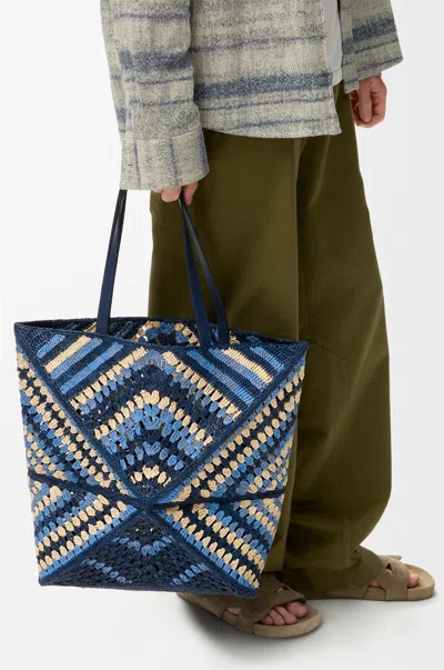 Loewe Xl Puzzle Fold Tote In Raffia For Man In Multi