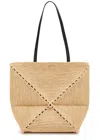 Loewe Puzzle Fold Woven Raffia Tote In Natural