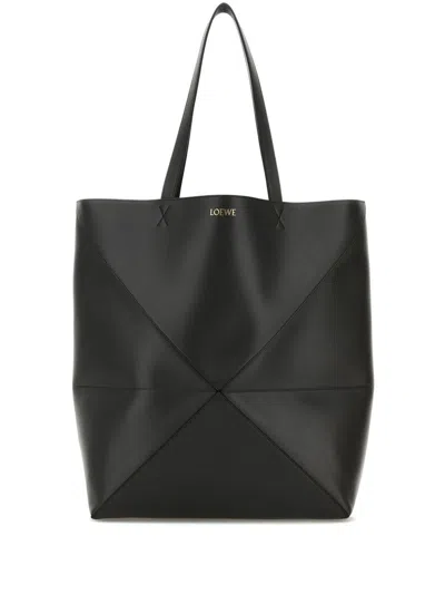 Loewe Puzzle Fold Xl Leather Tote In Gray