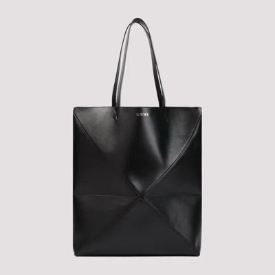 Loewe Puzzle Fold Xl Tote Handbag In Black