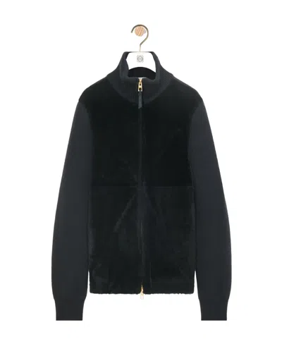 Loewe Puzzle Fold Zipper Wool Casual Jacket In Black