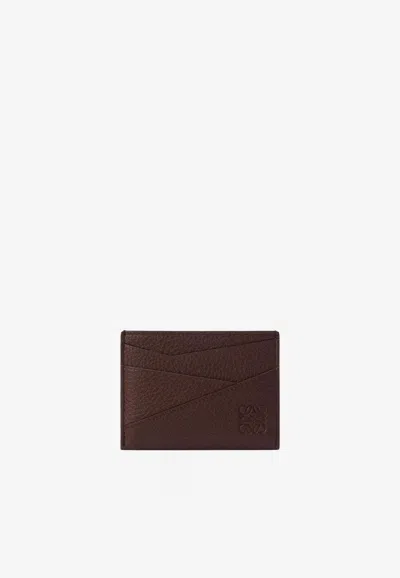Loewe Puzzle Grained Leather Cardholder In Brown