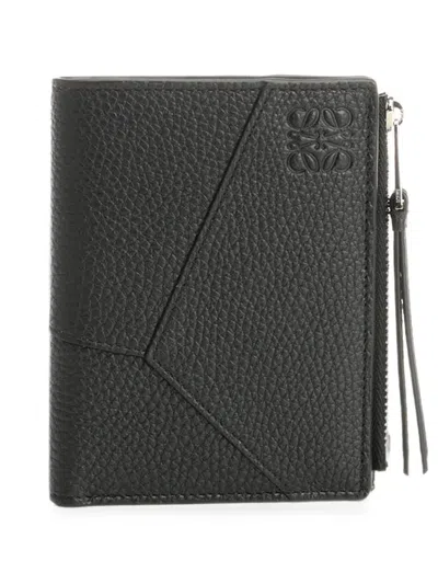 Loewe Puzzle Grained-leather Wallet In Black