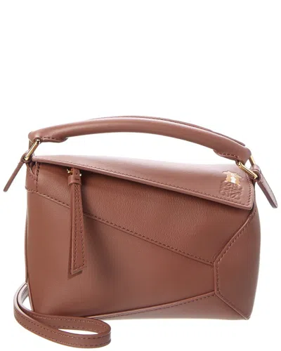 Loewe Puzzle Hamster Mini Leather Shoulder Bag In Brown