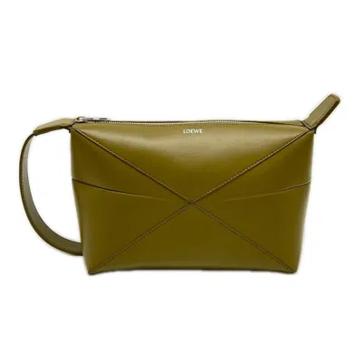 Pre-owned Loewe Puzzle Khaki Leather Clutch Bag ()