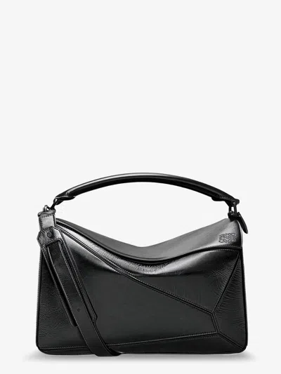 Loewe Puzzle Large Leather Bag In Black