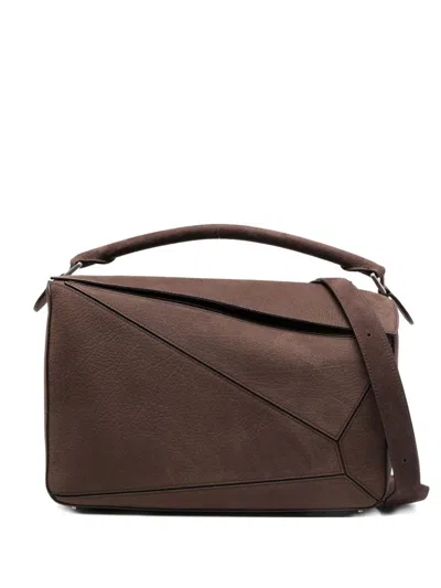 Loewe Puzzle Large Leather Handbag In Brown