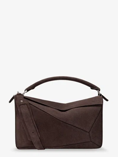 Loewe Puzzle Large Nubuck Bag In Brown