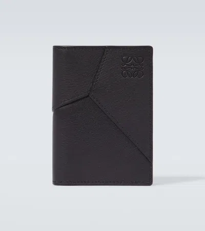 Loewe Puzzle Leather Card Case In Burgundy