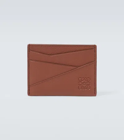 Loewe Puzzle Leather Card Holder In Brown