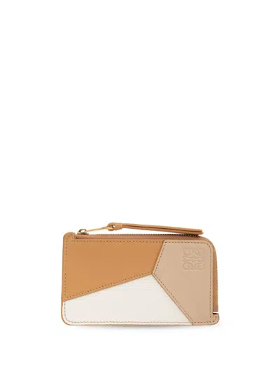 Loewe Puzzle Leather Coin Cardholder In Neutrals
