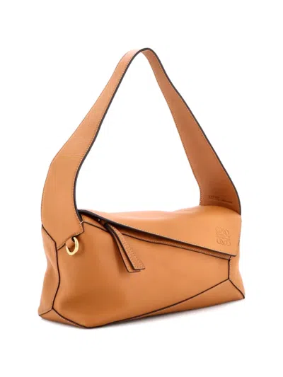 Pre-owned Loewe Puzzle Leather Hobo Bag In Brown