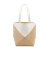 Loewe Puzzle Fold Convertible Medium Two-tone Leather Tote Bag In Nude