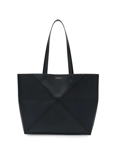 Loewe Puzzle Leather Tote Bag In Blue