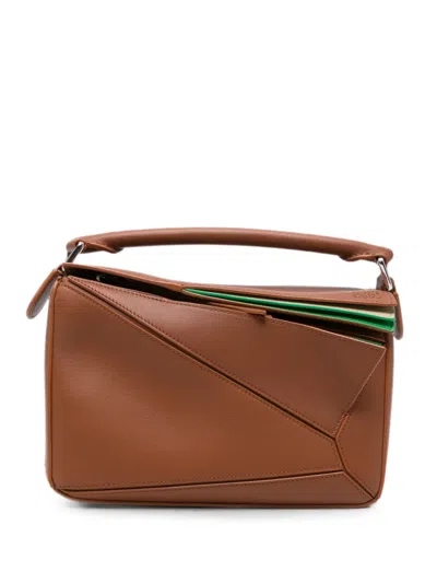 Loewe Puzzle Leather Tote Bag In Brown
